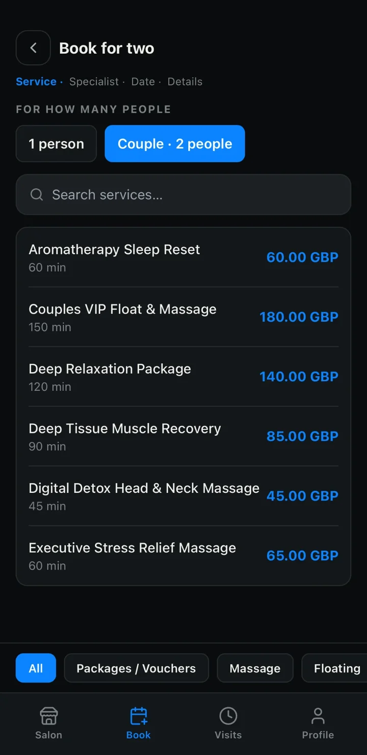 Booking for two — "Couple · 2 people"