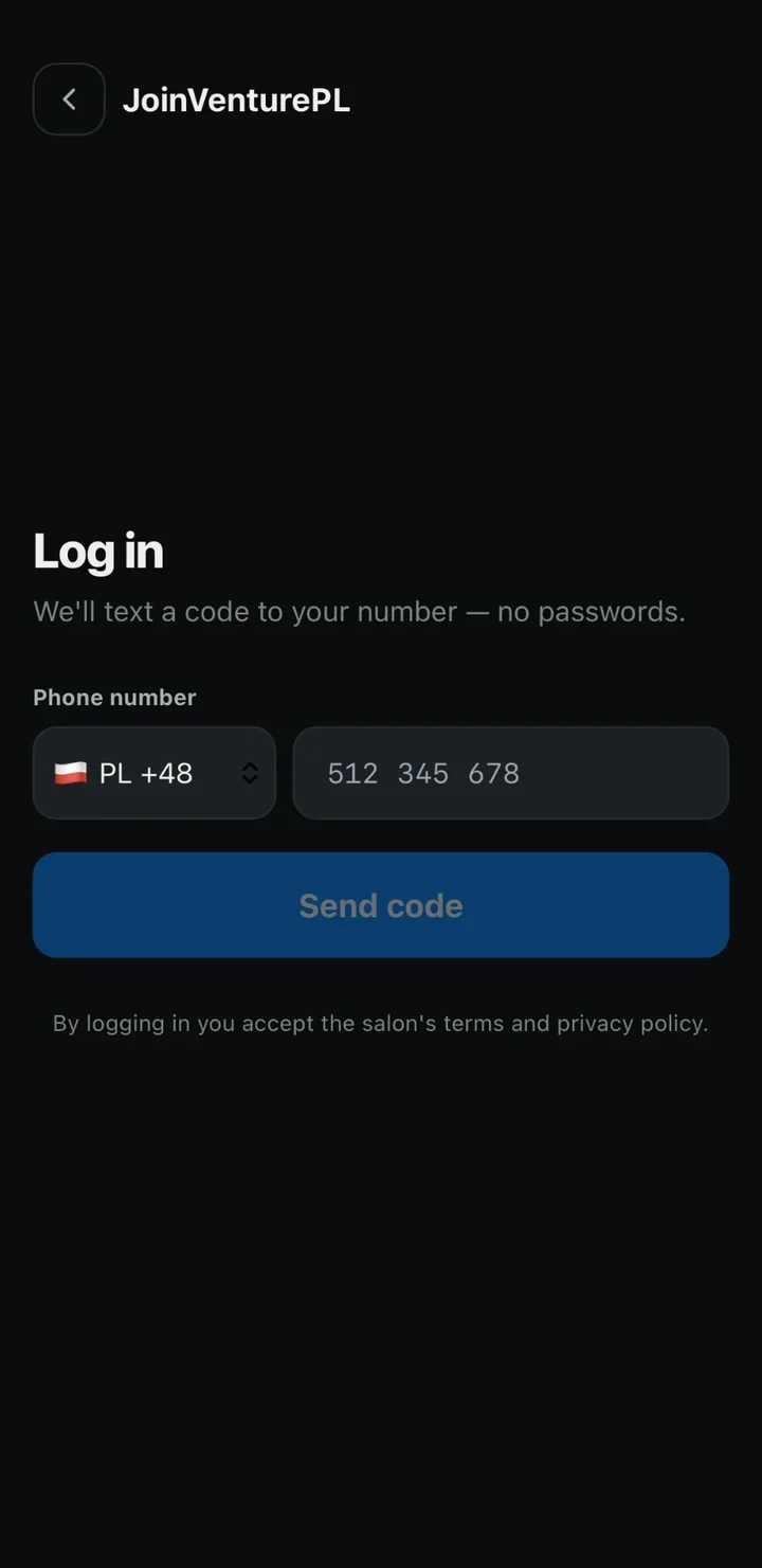 Log in with a text code — no password