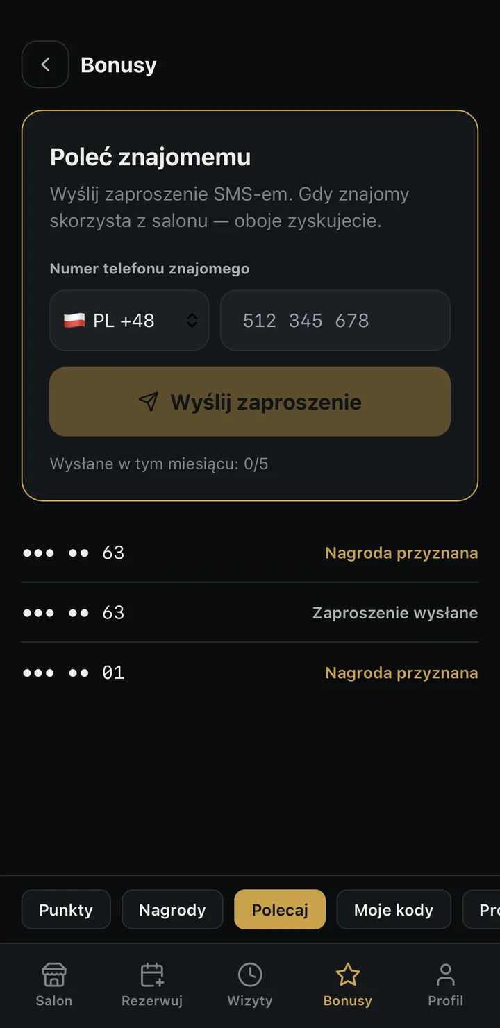 Polecanie znajomej — zaproszenie SMS-em
